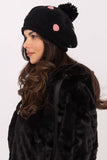 Charming Winter Beanie with Fluffy Pom-Pom and Dots