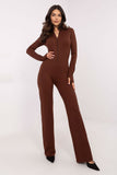 Chic Women's Jumpsuit with Zipper and Thumb Hole Cuffs