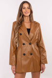 Chic Eco-Leather Women's Blazer Jacket for All Seasons