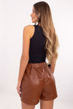 Elegant Eco Leather Women's High-Waisted Shorts