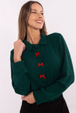 Elegant Women's Shirt with Decorative Bows & Classic Collar