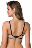 Elegant Beige and Black Lace Trim Soft Bra for Comfort
