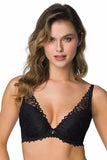 Elegant Black Lace Bra with Padded Cups and Adjustable Straps
