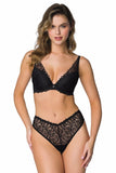 Elegant Black Lace Bra with Padded Cups and Adjustable Straps