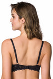 Elegant Black Lace Bra with Padded Cups and Adjustable Straps