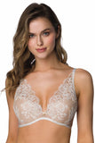 Elegant Lace Push-Up Bra in Beige and Milk Colors