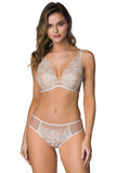 Elegant Lace Push-Up Bra in Beige and Milk Colors
