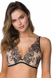 Seductive Beige-Black Push-Up Bra with Removable Pads
