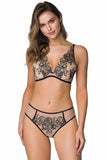 Seductive Beige-Black Push-Up Bra with Removable Pads