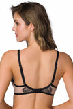 Seductive Beige-Black Push-Up Bra with Removable Pads