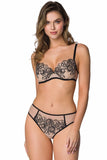 Seductive Beige-Black Push-Up Bra with Adjustable Straps