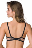 Seductive Beige-Black Push-Up Bra with Adjustable Straps