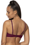 Elegant Beige & Purple Push-Up Bra with Embroidery Detail