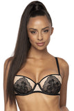 Elegant Black and Beige Lace Push-Up Bra for All-Day Comfort