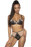 Elegant Black and Beige Lace Push-Up Bra for All-Day Comfort