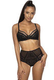 Elegant Black Lace and Mesh Women's Bra with Bow Detail