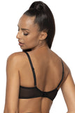 Elegant Black Lace and Mesh Women's Bra with Bow Detail