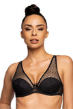 Chic Push-Up Bra with Dotted Tulle and Adjustable Straps