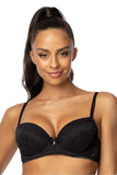 Elegant Black Lace Push-Up Bra with Adjustable Straps