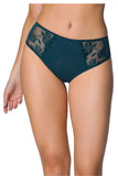 Elegant Floral Embroidered Mesh Bikini Bottom in Deep Green