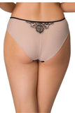 Lace and Tulle Panties with Bow Detail in Beige and Black
