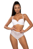 Lace High Waisted White Panties with Bow and Tulle Detail