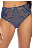 Delicate Lace and Mesh Panties in Navy and Beige