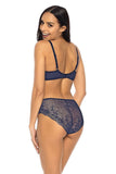Delicate Lace and Mesh Panties in Navy and Beige