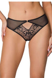 Elegant Black Lace Thong with Floral Design & Cutout Detail
