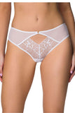 Elegant White Lace Thong with Floral Pattern and Cutout Design