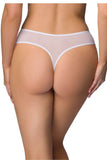 Elegant White Lace Thong with Floral Pattern and Cutout Design
