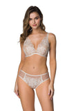 Elegant Floral Lace Thong in Beige-Milk for Women