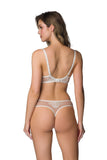 Elegant Floral Lace Thong in Beige-Milk for Women