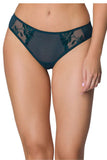 Elegant Green Floral Embroidered Thong Lingerie