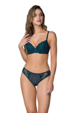 Elegant Green Floral Embroidered Thong Lingerie