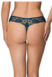 Elegant Green Floral Embroidered Thong Lingerie