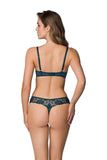 Elegant Green Floral Embroidered Thong Lingerie