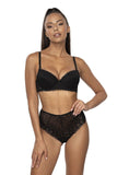 Elegant Women's Black Lace Thong with Geometric Design