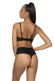 Elegant Women's Black Lace Thong with Geometric Design