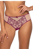 Elegant Beige and Purple Thongs with Embroidery and Bow
