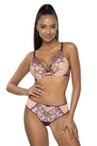 Elegant Beige and Purple Thongs with Embroidery and Bow