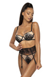 Elegant Beige and Black Lace Thong for Women