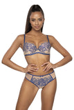 Luxe Lace Thong with Bow in Navy Blue and Beige