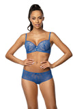 Alluring Blue Lace Thongs with Cotton Gusset for Comfort