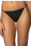 Elegant Lace Insert Thong with Mesh Detail - White & Black