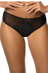 Elegant Lace and Mesh Thong for Ultimate Comfort and Style - black / 44