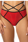 Alluring Red Lace Thong with Decorative Waist Straps