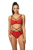 Alluring Red Lace Thong with Decorative Waist Straps