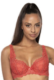Elegant Brick Lace Bra with Adjustable Straps