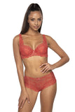 Elegant Brick Lace Bra with Adjustable Straps